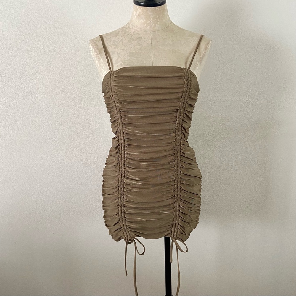 Tiger Mist Zion olive green dress scrunch cami bodycon mini - Picture 4 of 7